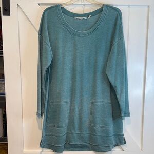 Soft Surroundings Teal Scoop Neck Long Sleeve Sweater Tunic
